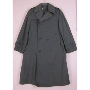 Vintage Trench Coat Army Green Cotton Blend Men's 36S 8405-00-965-2148